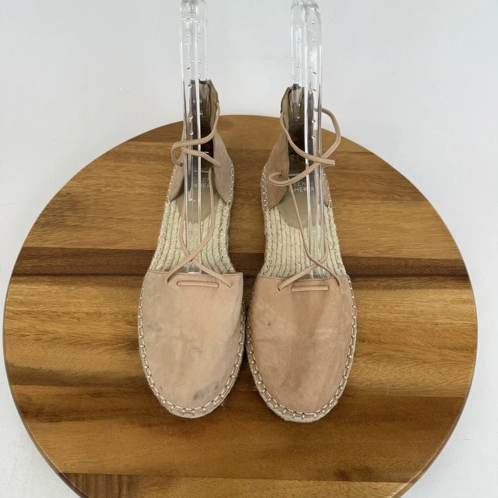 Womens Eileen Fisher Lace Leather Pink Espadrille Flat Sandals Size‎ 10 M GUC